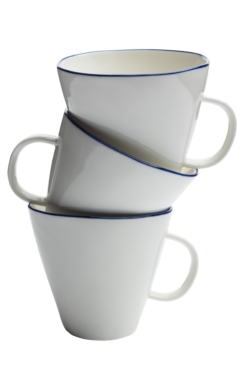 Tasse ÉLÉGANTE 300ml en porcelaine avec liseré bleu