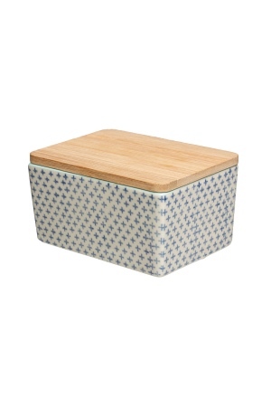 Tin TRADITIONAL Storage Box with Stoneware and Bamboo