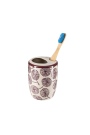 Floral Stoneware Toothbrush Holder for Eco-Friendly Elegance