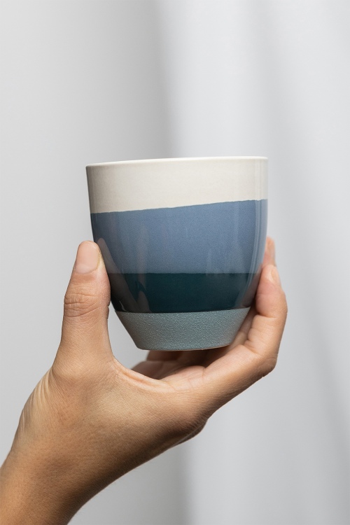 Blue Stripes Stoneware Mug 200 ml - stilig og slitesterkt