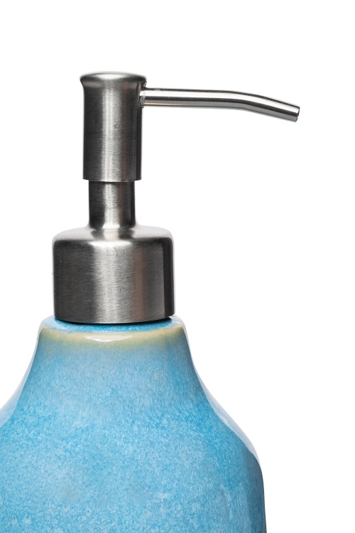 Industrial Stoneware Soap Dispenser with Reactive Glaze