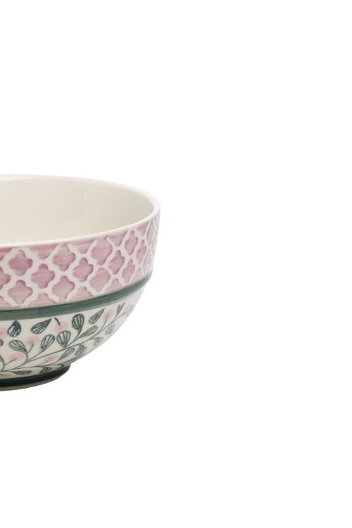 Traditional Stoneware Bowl 14cm with Hand-Stamped Motif