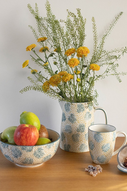 Boho Chic Stoneware Salad Bowl for Eco-Friendly Dining