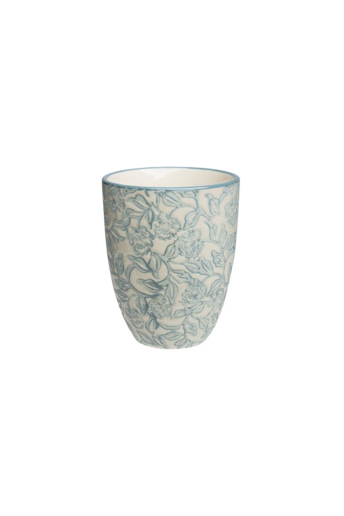 Eco-Friendly Rustic Floral Stoneware Mug, 150 ml