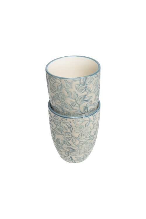 Taza RÚSTICA 150 ml de gres estampada floral