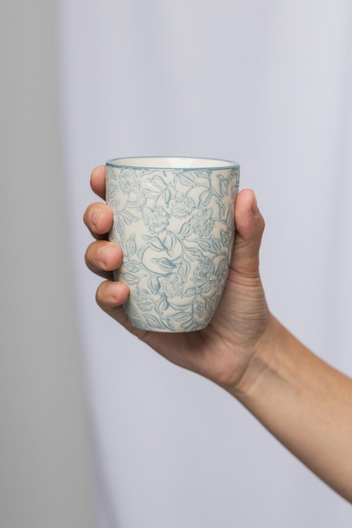 Taza RÚSTICA 150 ml de gres estampada floral