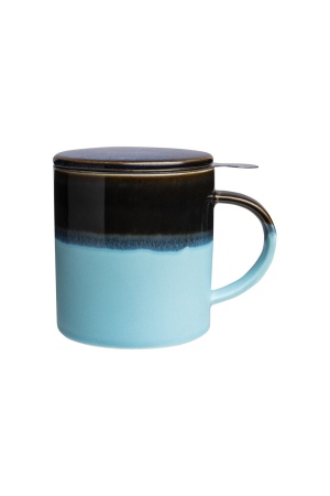 Taza de gres INDUSTRIAL con colador y tapa 410 ml