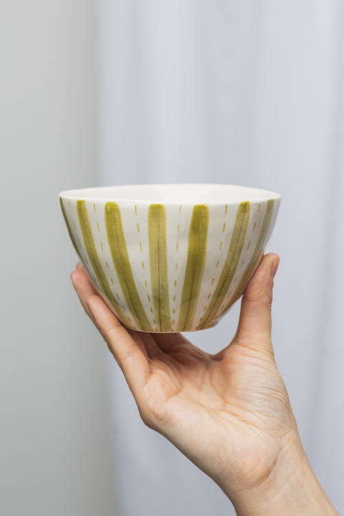 Vibrant Stoneware Bowl GREEN AQUARELL