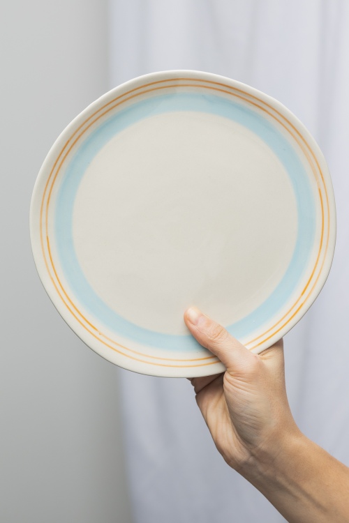 Blue Aquarell Stoneware Plate for Elegant Dining