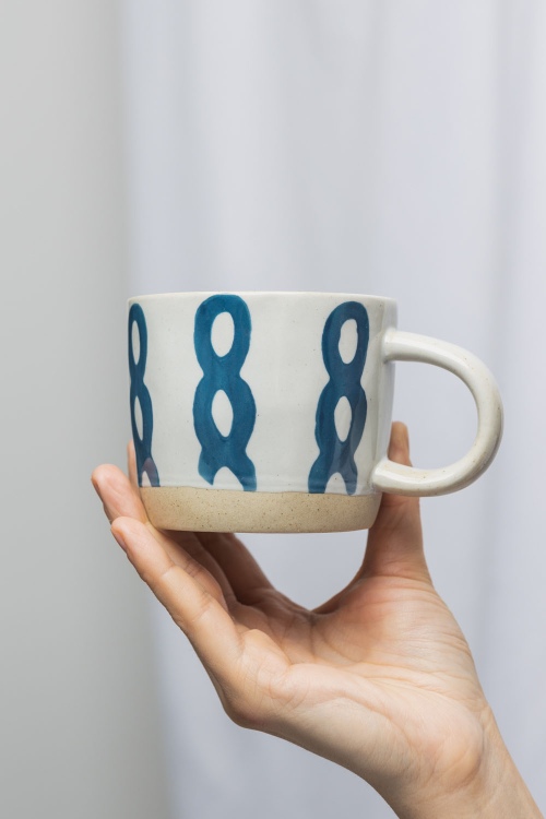 Rustic Mug: Hand-Painted Eco-Friendly Porcelain Cup