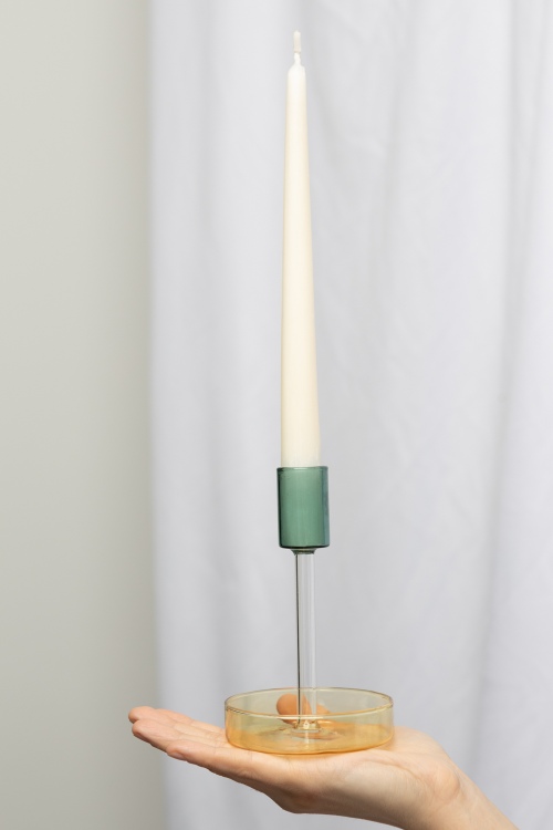 Eco-Friendly Green Rainbow Glass Candlestick