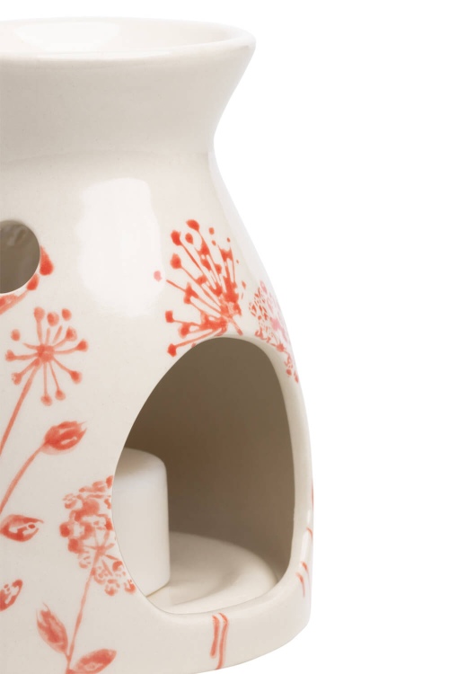 Floral Red Aroma Lamp in Sustainable Stoneware