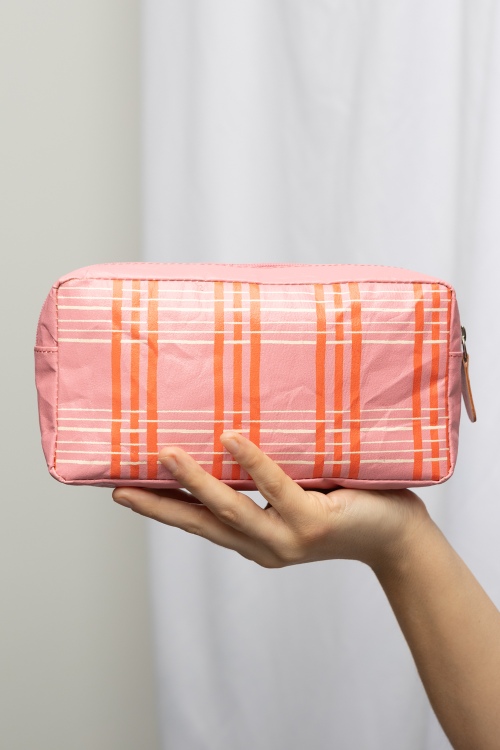 Eco Chic Pink Checkered Pencil Case