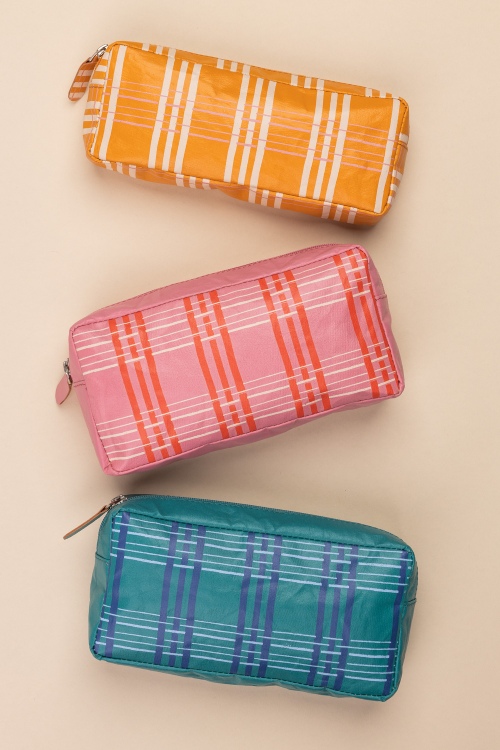 Eco Chic Pink Checkered Pencil Case