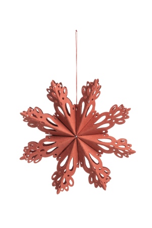 Eco-Friendly Red Star Paper Pendant with Snowflake Design