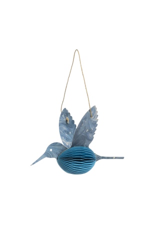 Pendentif en Papier Écologique COLIBRI BLEU