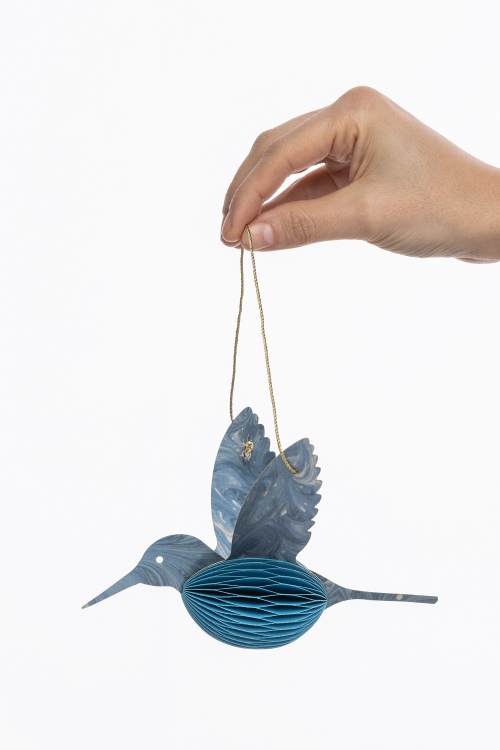 Eco-Friendly Blue Hummingbird Paper Pendant Lamp