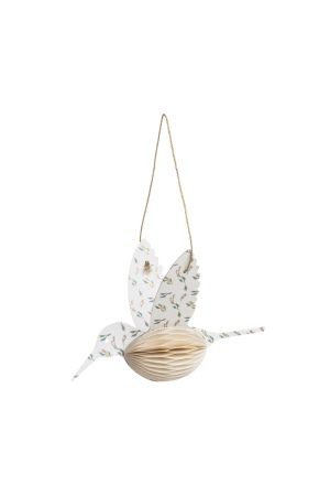 Pendentif en papier durable COLIBRI BLANC