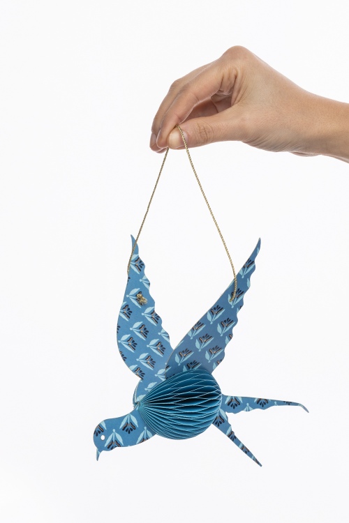 Blue Bird Paper Pendant Light - Eco-Friendly Decor