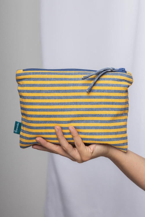 Striped Cosmetic Bag in Organic Cotton for Travel