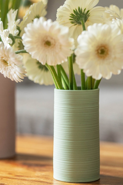 Vaso verde VINTAGE em grés para decoração elegante