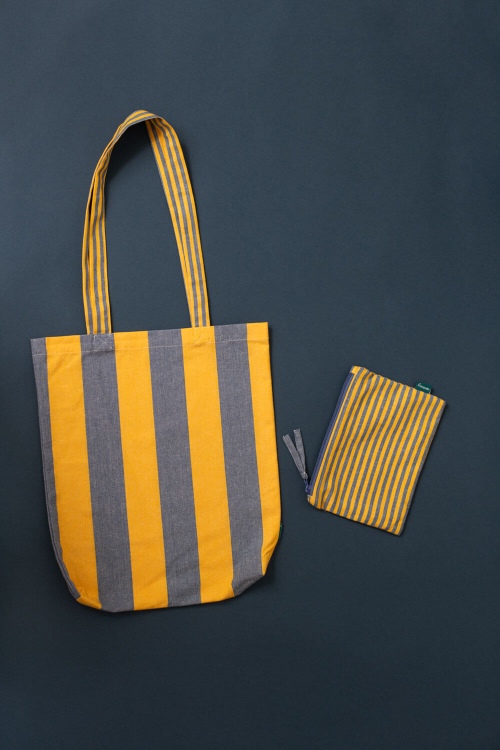 Striped Cosmetic Bag in Organic Cotton for Travel