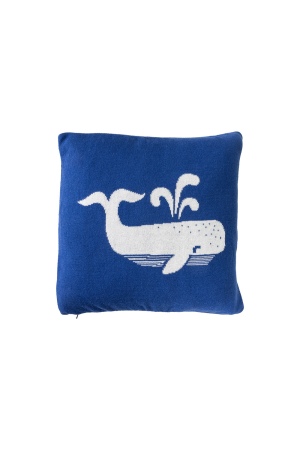 Coussin Baleine en coton bio pour chambre d'enfant