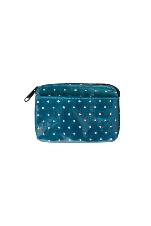 Cartera DOTTA de cuero azul compacta y resistente