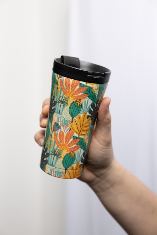 Eco Thermo Mug LEAVES 380 ml - rustfritt stål, BPA-fri