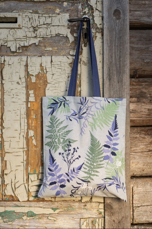 Bolsa Tote FERN Azul Floral em Algodão Orgânico