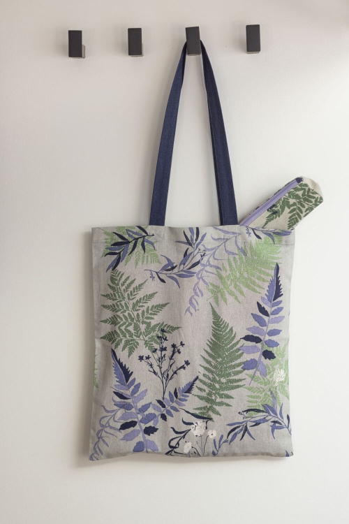 Bolsa Tote FERN Azul Floral em Algodão Orgânico