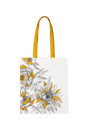 Tote Bag ASTER Yellow: Organic Cotton with Floral Design