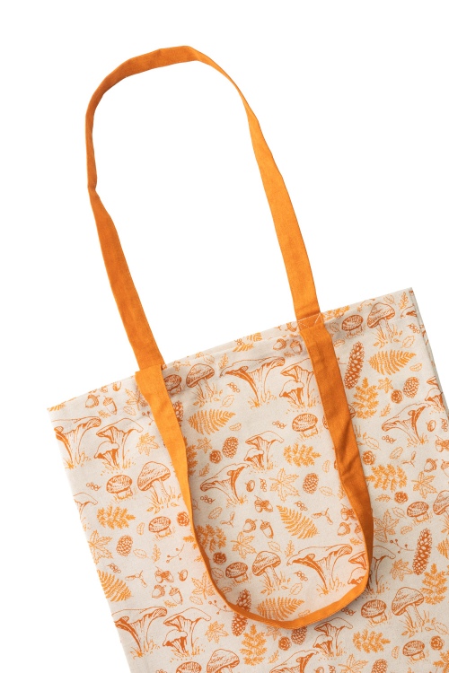 Eco Chic beige veske - ORANGE FOREST-motiv