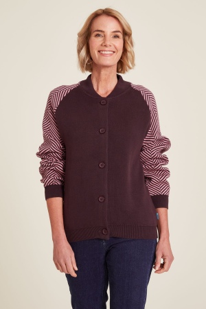 Organic Plum Loose Knit Cardigan for Layering