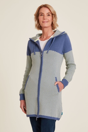 Cardigan Jacquard Indigo en coton biologique GOTS