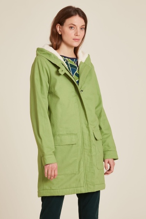 Giacca verde in twill cotone biologico e sherpa