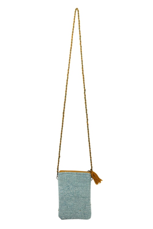 Chic Cotton Shoulder Bag with Leaves Design