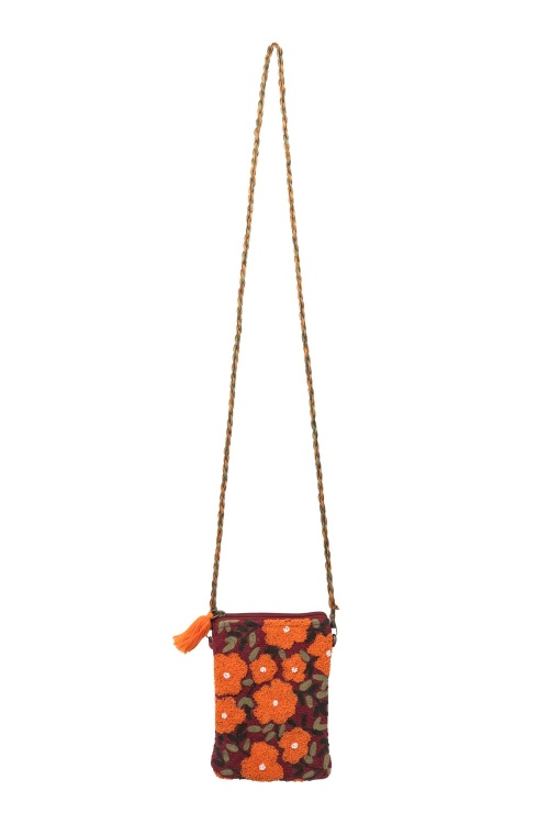 Red Floral Shoulder Bag - Compact & Sustainable