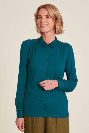 EcoVero™ Bluse i Bermuda Blue for Eco Lovers