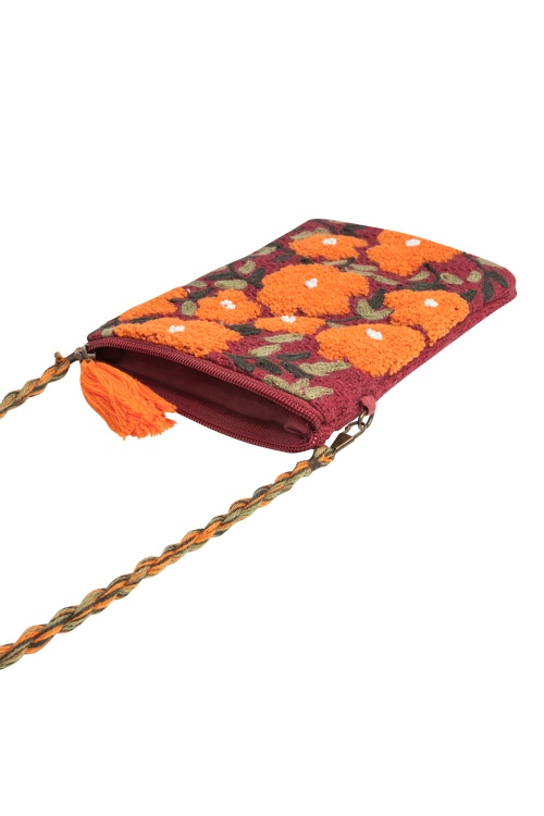 Red Floral Shoulder Bag - Compact & Sustainable