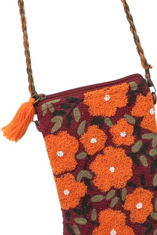 Red Floral Shoulder Bag - Compact & Sustainable