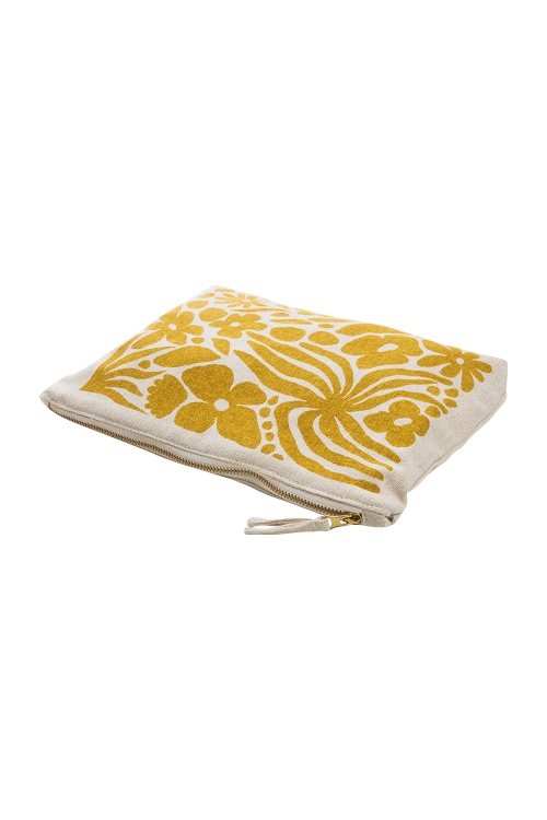 Organic Cotton Cosmetic Bag with Abstract Flowers