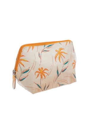 Borsa cosmetica ARANCIO LILY in pelle riciclata