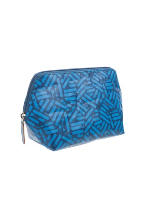 Beauty case TUBO ecologico in pelle blu riciclata