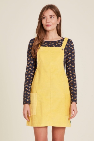 Robe salopette velours jaune GOTS coton bio