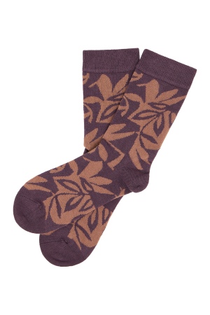 Floral Print Plum Socks: Organic Cotton Comfort