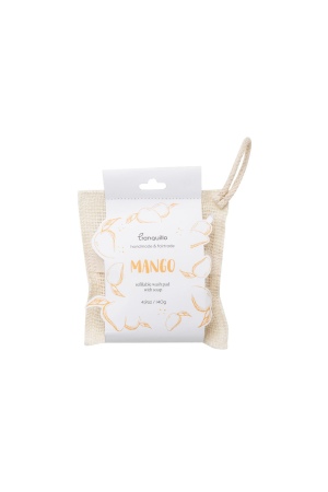 Tampon exfoliant MANGO en jute et savon artisanal