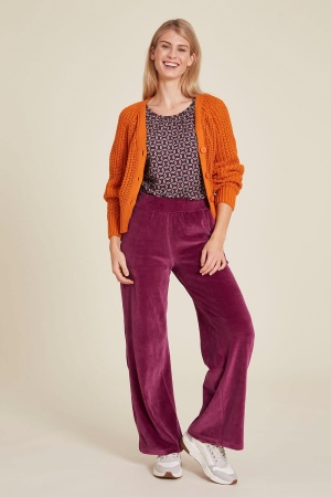 Pantaloni Larghi Nicki velour rosso viola