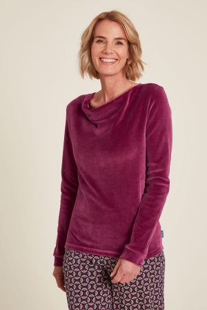 Nicki Sweater in Red Violet - Organic Cotton Velour