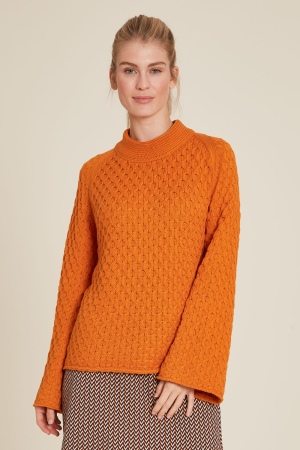 Maglione ampio in cotone organico color pesca scuro